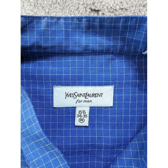 Yves Saint Laurent Long Sleeve Band Collar Men's Size 15.5 34-35 Blue - Picture 3 of 11